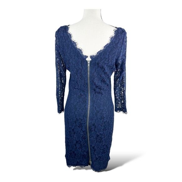 Diane Von Furstenberg Zarita Lace Mini Dress in Navy‎ Blue Size 10 - Picture 3 of 14